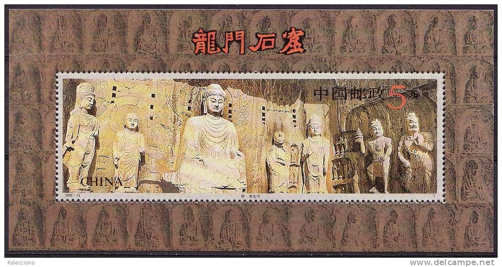 China 1993 Yvert BF 66, Treasures Of The Past, Sculptures Of Longmen Grotto, Miniature Sheet MNH - Unused Stamps