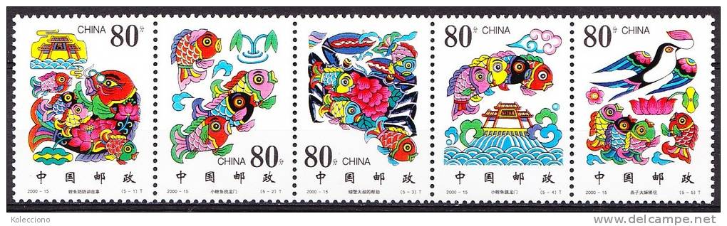 China 2000 Yvert 3824/ 28, Childrens Story, The Carps And The Dragon Door, MNH - Ungebraucht