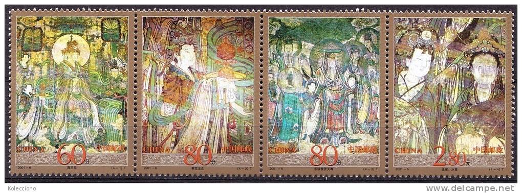 China 2001 Yvert 3891 / 94, Paintings Of Yongle Temple, Yuan Dinasty, MNH - Ongebruikt