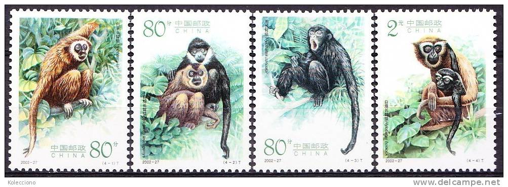 China 2002 Yvert 4052 / 55, Monkeys, MNH - Ungebraucht
