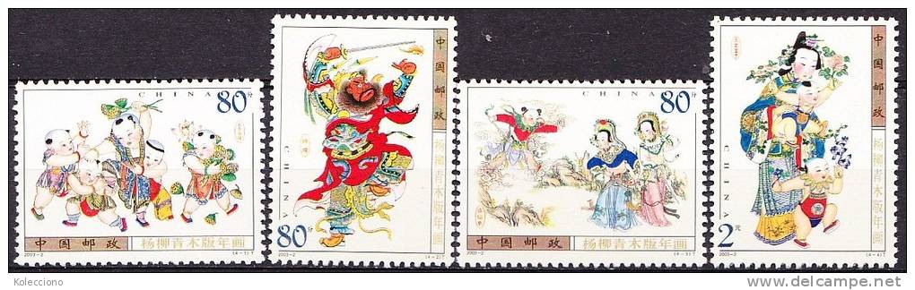 China 2003 Yvert 4059 / 62, New Year Prints Of Yangliuqing Village, MNH - Ongebruikt