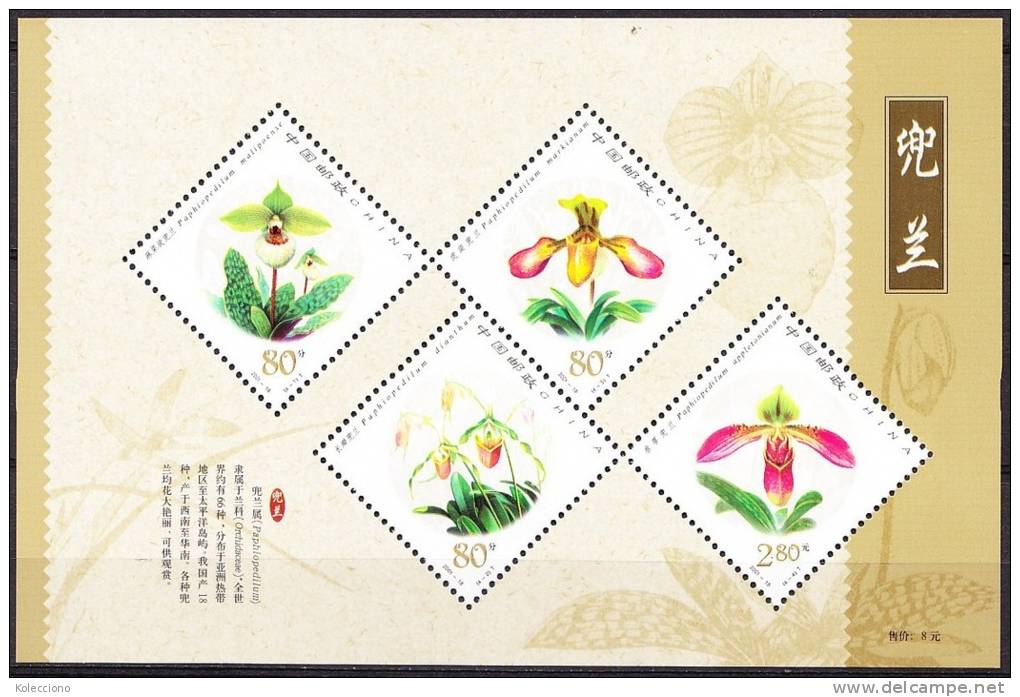 China 2001 Yvert BF 116, Flora, Orchid Flowers, Miniature Sheet MNH - Ongebruikt
