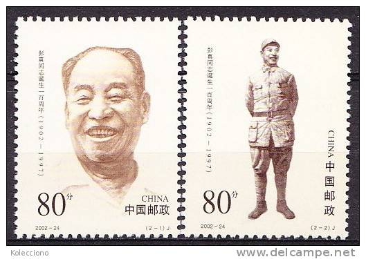 China 2002 Yvert 4043 / 44, Centenary Birth Of Peng Zhen, MNH - Unused Stamps