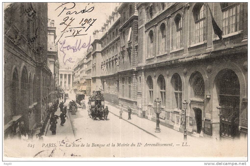 D75 - PARIS- La Rue De La Banque Et La Mairie Du IIe  Ard - (Diligence) - Arrondissement: 02