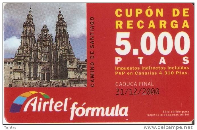 ACR-047 TARJETA CAMINO DE SANTIAGO DE 5000 PTAS CATEDRAL - Airtel