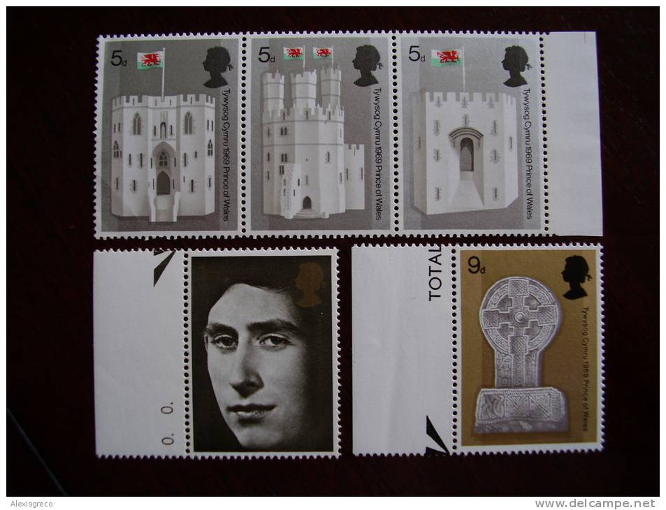 GB 1969 INVESTITURE Of H.R.H. The PRINCE Of WALES Issue 1st.July MNH Full Set Five Stamps To 1s. - Unused Stamps