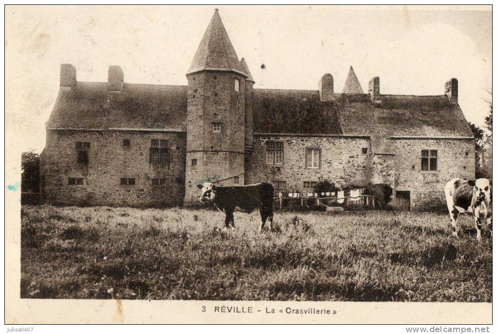 REVILLE (50) Ferme Chateau La Crasvillerie Vaches Jolie Vue - Andere & Zonder Classificatie