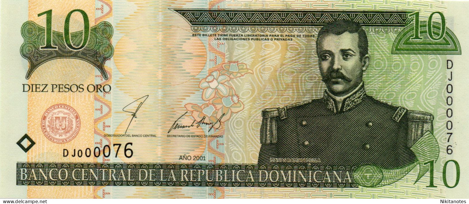 Repubblica Dominicana, 10 Pesos Oro, 2001 Unc - Repubblica Dominicana