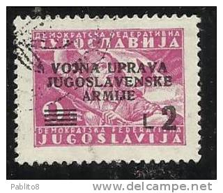 ISTRIA E LITORALE SLOVENO 1947 FRANCOBOLLI DI YUGOSLAVIA L.2 SU 9D TIMBRATO - Jugoslawische Bes.: Slowenische Küste