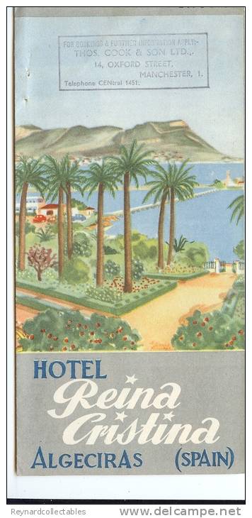 1930-50s? Hotel Reina Cristina Algerciras Brochure Nice Graphics - Advertising