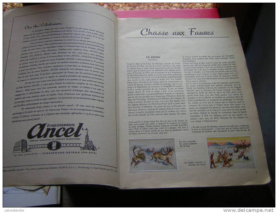 ALBUM POUR CHROMOS ANCEL 1954 - CHASSE AUX FAUVES-INCOMPLET 26 IMAGES SUR 120