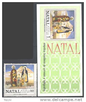 BRAZIL - CHRISTMAS STAMP AND S/S - 1970 - **MNH - Paintings