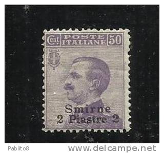 LEVANTE SMIRNE 1909 - 1911 SOPRASTAMPATO D'ITALIA ITALY OVERPRINTED 2 PI SU 50 C MNH - Bureaux D'Europe & D'Asie