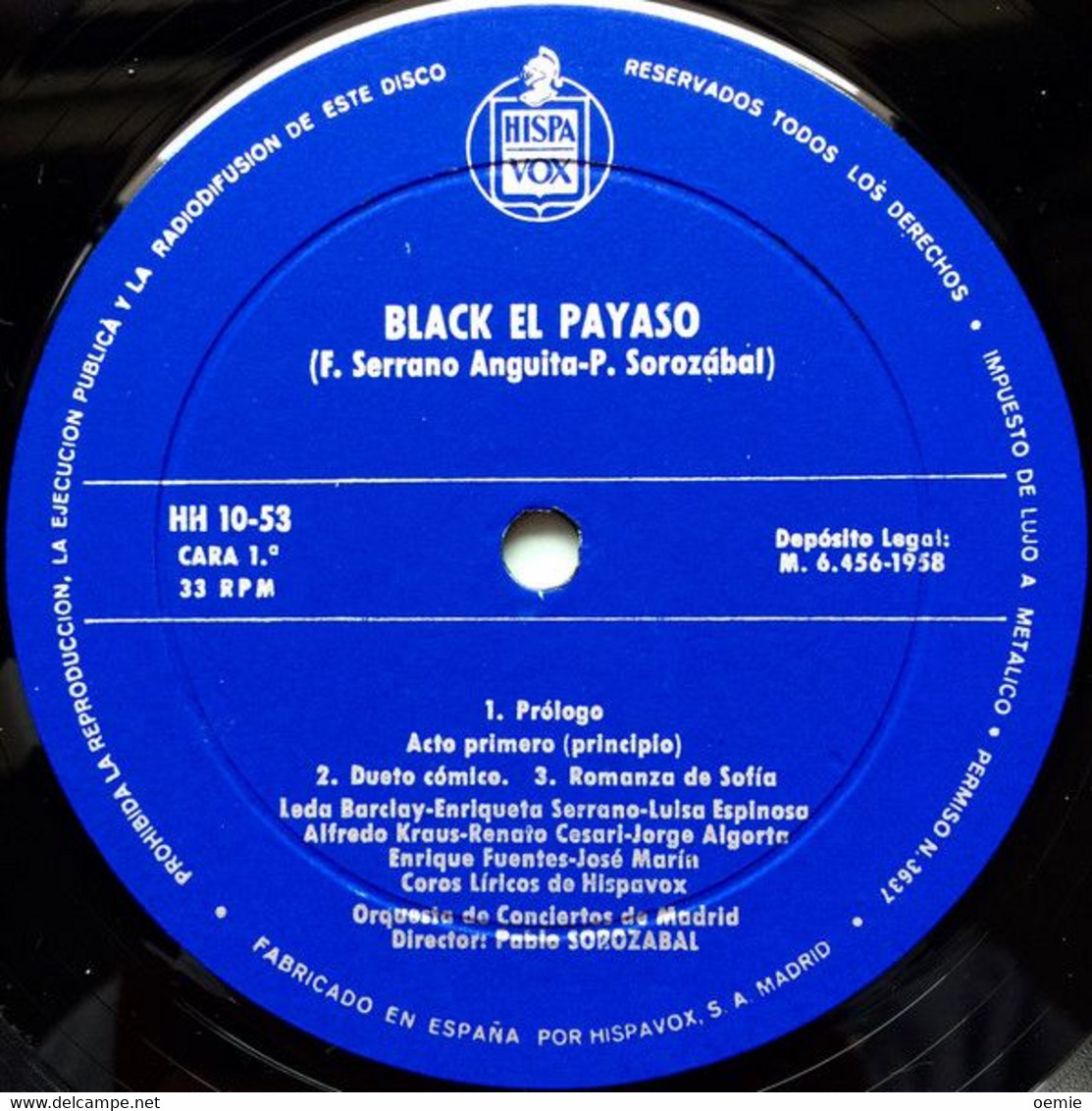 PABLO SOROZABAL °  BLACK EL PAYASO  ° DOUBLE ALBUM  ORIGINALE 1958 - Otros - Canción Española