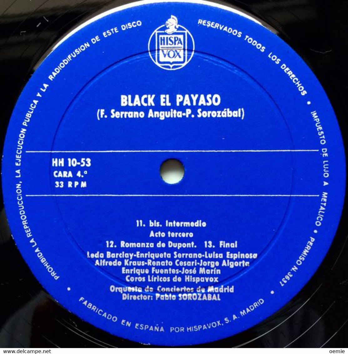 PABLO SOROZABAL °  BLACK EL PAYASO  ° DOUBLE ALBUM  ORIGINALE 1958 - Autres - Musique Espagnole