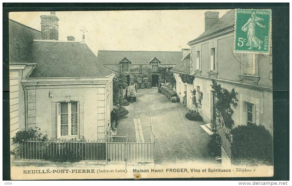 NEUILLE PONT PIERRE Maison Henri Froger, Vins Et Spiritueux   ( Plis Ds 1 Angle , Trou Punaise )   Sk204 - Neuillé-Pont-Pierre