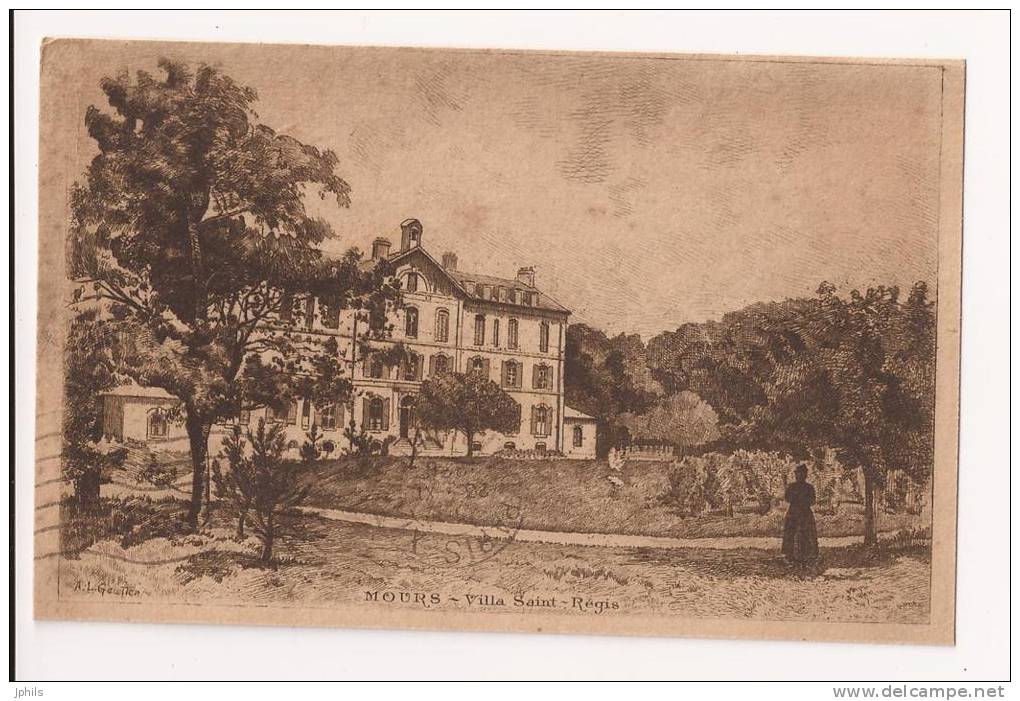 (95)   MOURS Villa Saint-Régis  " Gravure Taille Douce " Signé  A.L Gautien  Voir Scans (2) - Mours