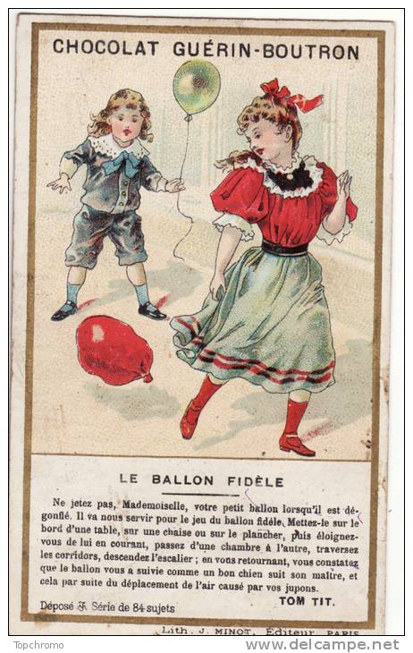 CHROMO Chocolat Guérin-Boutron J. Minot Tom Tit Le Ballon Fidèle Magie - Guérin-Boutron