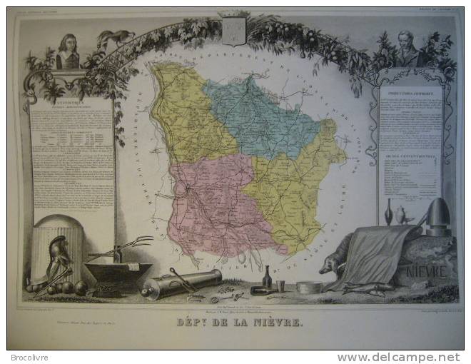 -Levasseur-1866-Carte Géographique Du Département De La Niévre- - Landkarten