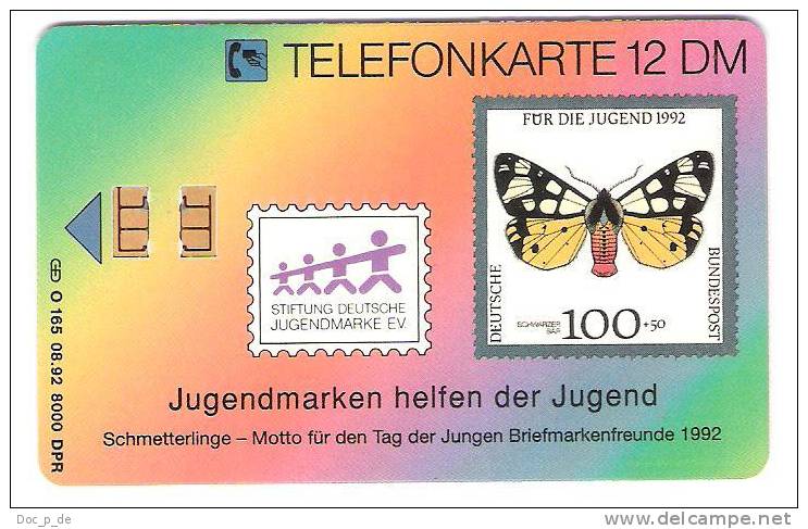 Germany - O165  08/92 - Stamp - Briefmarke  - Butterfly - Private Chip Card - O-Series : Customers Sets