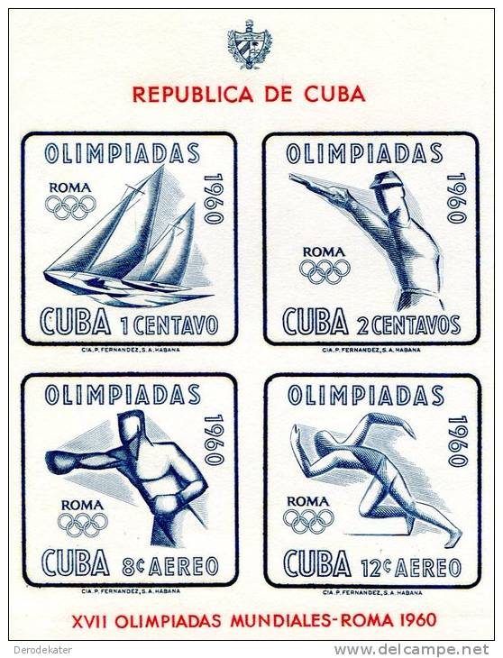 Republica De Cuba 1960.XVII Olimpiadas Mundiales Roma 1960. MNH**Imp.Olympic Games. Sport.Boat.New! - Summer 1960: Rome