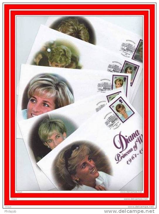 GB Lady Diana : 5 FDC Sur L'Emission Commemorative Officielle De Grande Bretagne - Donne Celebri