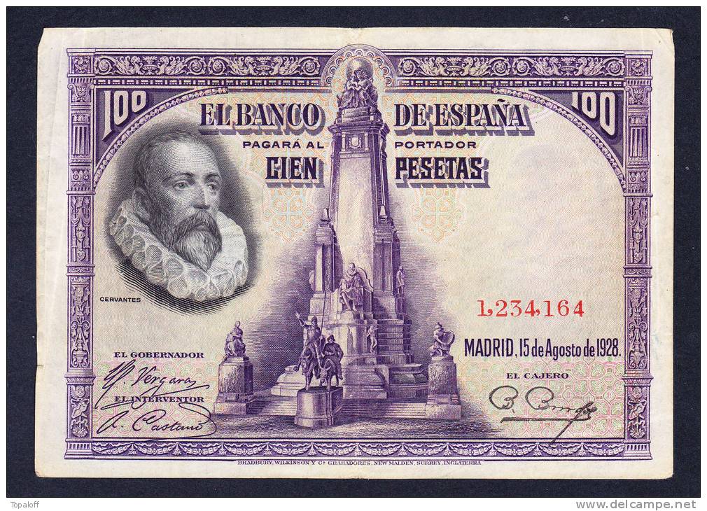 Billet ESPAGNE  Usé Plié - 100 Pesetas