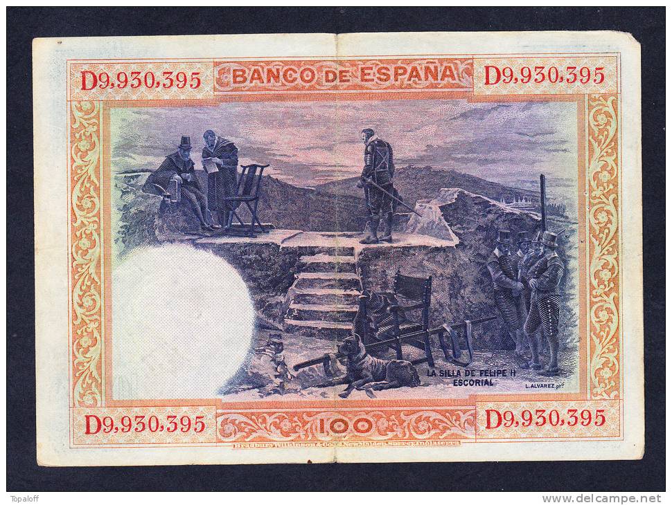 Billet ESPAGNE  Usé Plié - 100 Pesetas