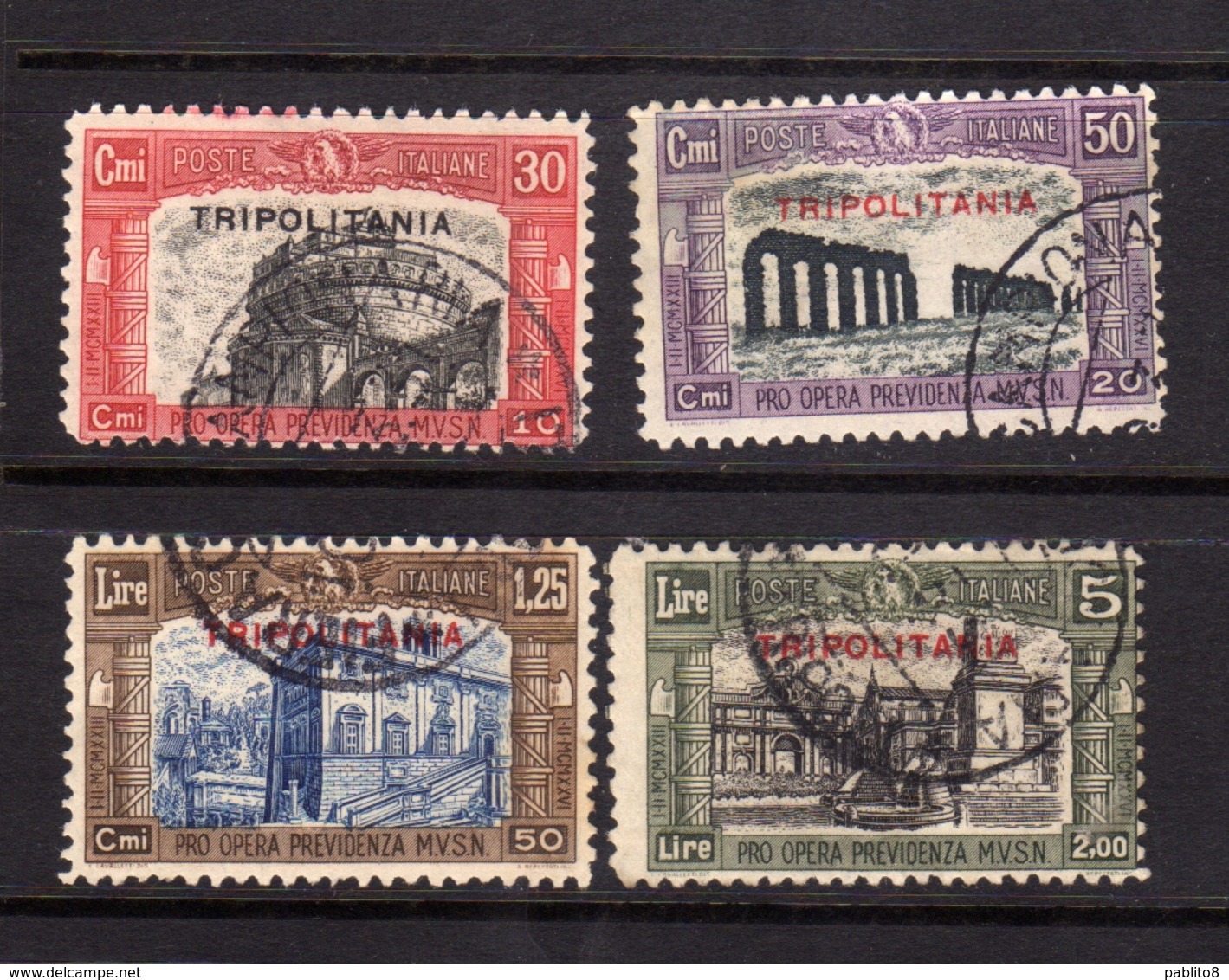 TRIPOLITANIA 1929 MILIZIA II SERIE COMPLETA COMPLETE SET USATA USED OBLITERE' - Tripolitaine