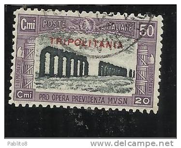 TRIPOLITANIA 1929 MILIZIA II 50c + 20c TIMBRATO - Tripolitaine