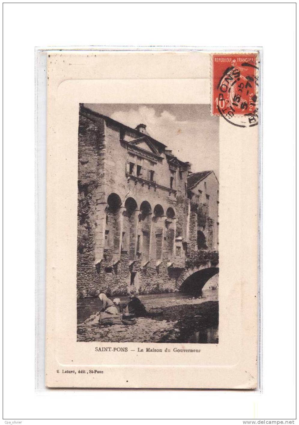 34 ST PONS Maison Du Gouverneur, Animée, Blanchisseuses, Ed Létuvé, 1914 - Saint-Pons-de-Thomières