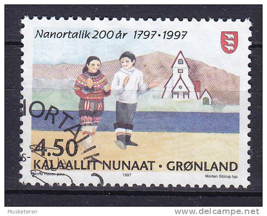 Greenland 1997 Mi. 312    4.50 Kr Nanortalik 200 Jahre Tanzpaar Vor Holzkirche Gemälde Von Hanne Hauer - Oblitérés