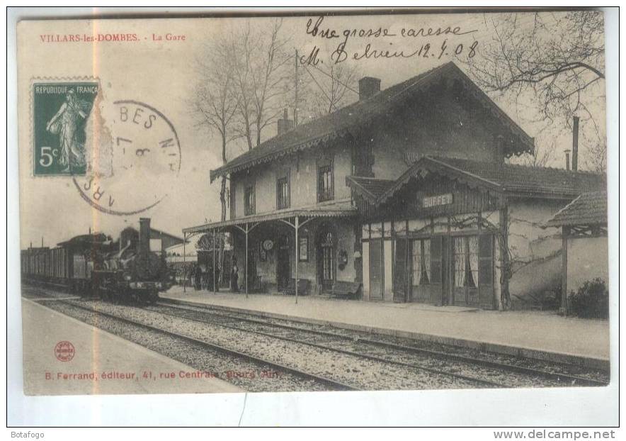 CPA DPT 01 VILLARS LES DOMBES EN 1908 LA GARE - Villars-les-Dombes