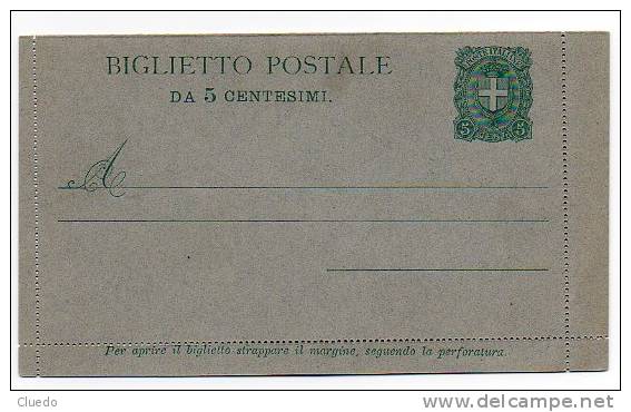 1897 Biglietto Postale  C.5 Nuovo - Stamped Stationery