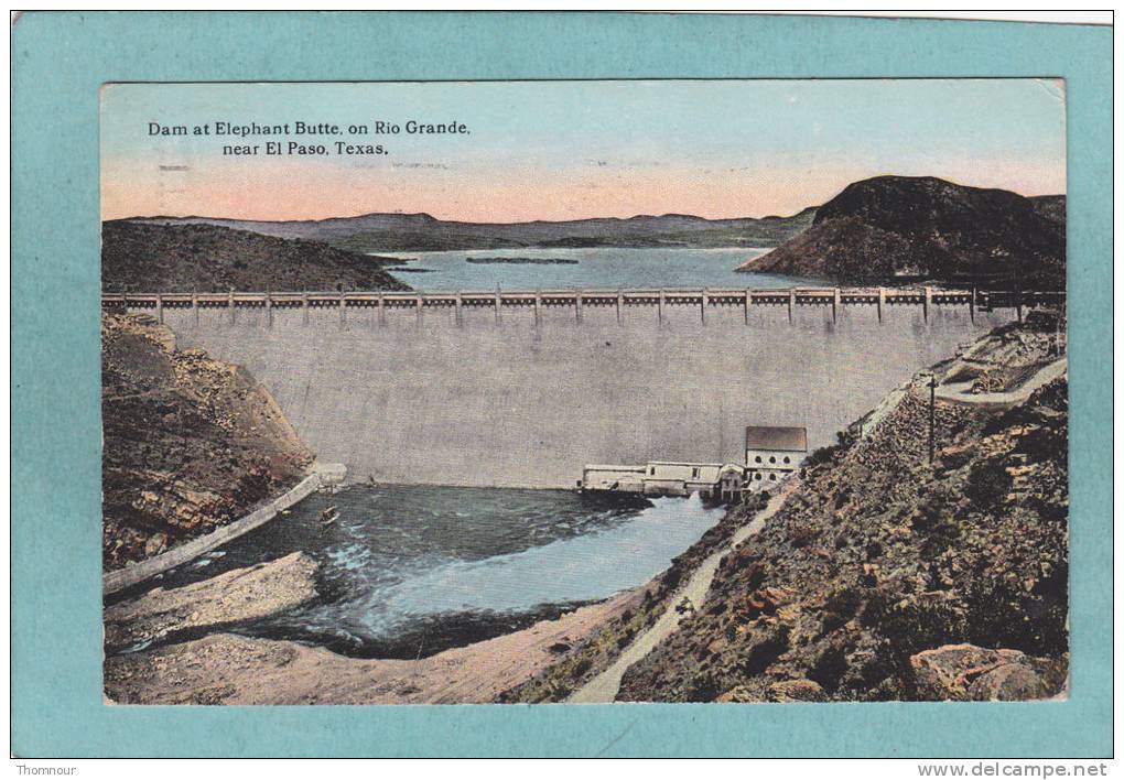 EL  PASO.  -  Dam At Elephant Butte , On Rio  Grande.  -  1920  -  BELLE CARTE  - - El Paso