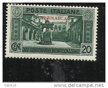 CIRENAICA 1929 MONTECASSINO 20c MNH - Cirenaica