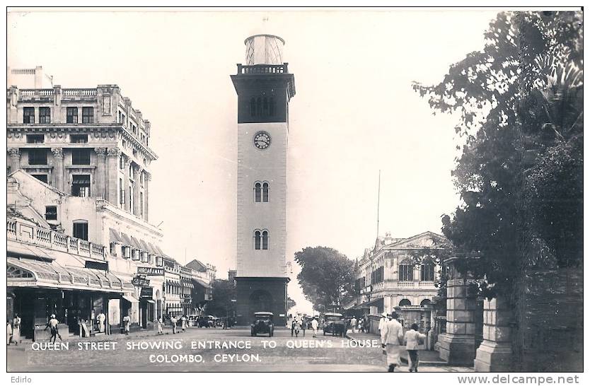 Queen Street Showing Entrance To Queen House COLOMBO CEYLON Unused TTB - Sri Lanka (Ceylon)