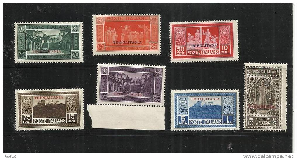 TRIPOLITANIA 1929 MONTECASSINO SERIE COMPLETA  MNH - Tripolitaine