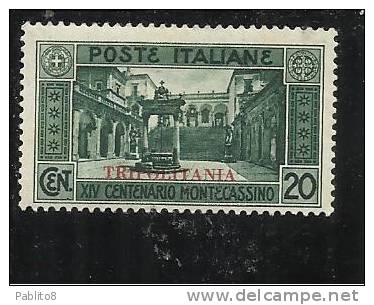 TRIPOLITANIA 1929 MONTECASSINO 20c  MNH - Tripolitaine