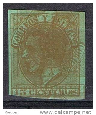 Maculatura 15 Cts Alfonso XII, Num 210 Papel Verde, Una Invertida * - Unused Stamps