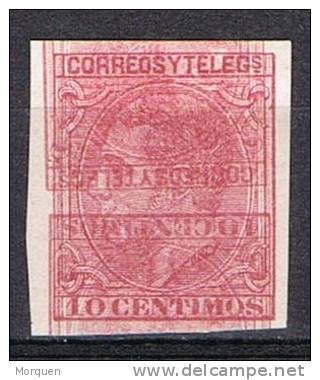 Maculatura 10 Cts Alfonso XII, Num 202 Rosa, Una Invertida * - Unused Stamps