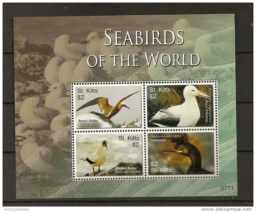 Saint Christophe Kitts 2007 N° 1300 / 3 ** Faune, Oiseau Marins, Noddi Brun, Albatros, Fou Masqué, Cormoran - St.Kitts-et-Nevis ( 1983-...)