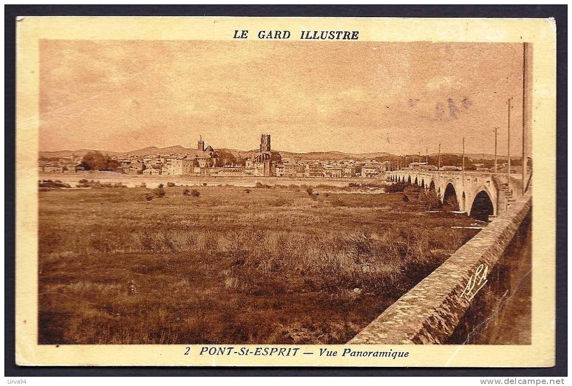 CPA  ANCIENNE- FRANCE- PONT-SAINT-ESPRIT (30)- VUE GENERALE AVEC LE PONT - Pont-Saint-Esprit