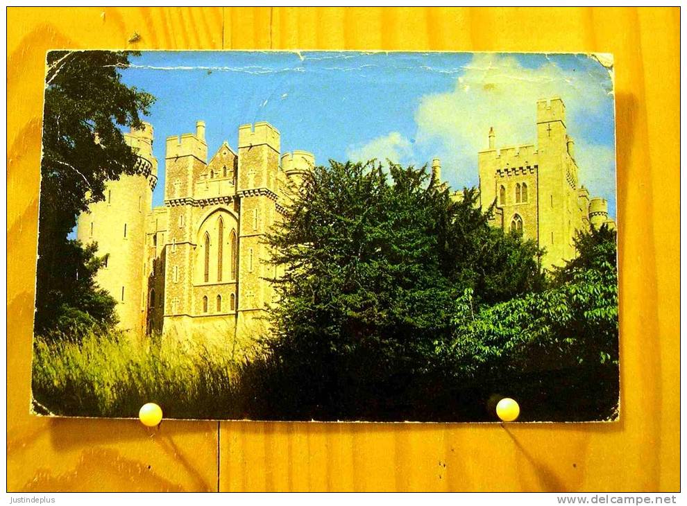 ROYAUME UNI THE CASTLE ARUNDEL CHATEAU + TIMBRE NON OBLITERE SCAN R/V - Arundel