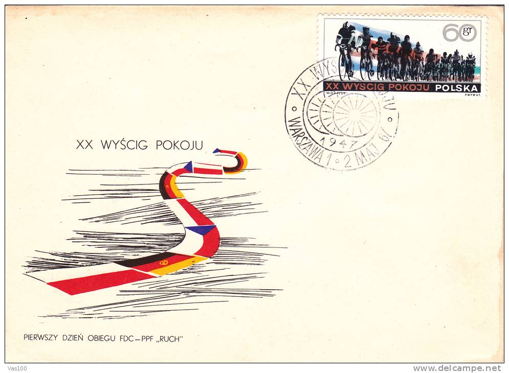 Cycling Tour Of Poland 1967 Covers FDC,premier Jour,Poland. - Ciclismo