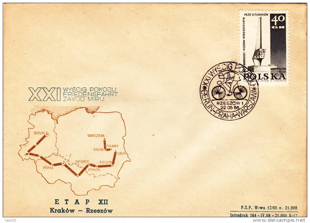 Cycling Tour Of Poland 1968 Special Covers ,Poland. - Ciclismo