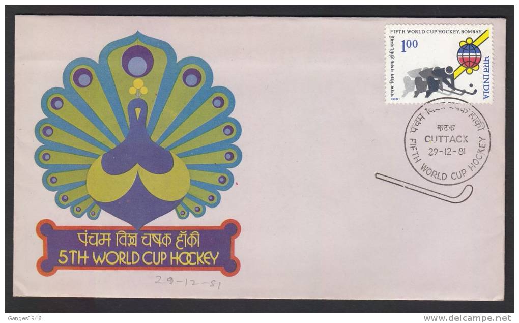 India 1981  5 TH WORLD CUP HOCKEY FDC # 20849 Indien Inde - Hockey (sur Gazon)