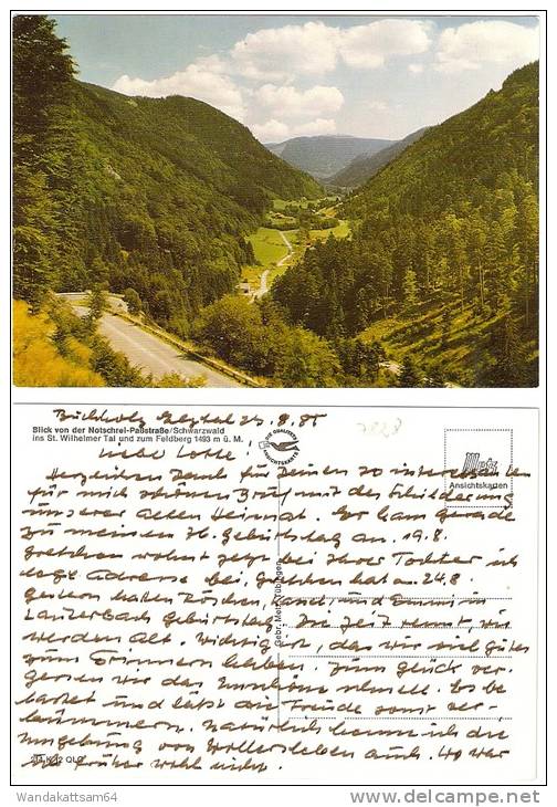 AK Blick Von Der Notschrei-Paßstraße/Schwarzwald Ins St. Wilhelmer Tal Und Zum Feldberg 1493 M ü. M. 23. 8. 85 - Feldberg