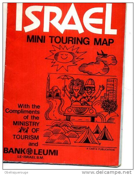 ISRAEL MINI TOURING MAP 1967 PUBLICITE BANK LEUMI - Cartes Routières