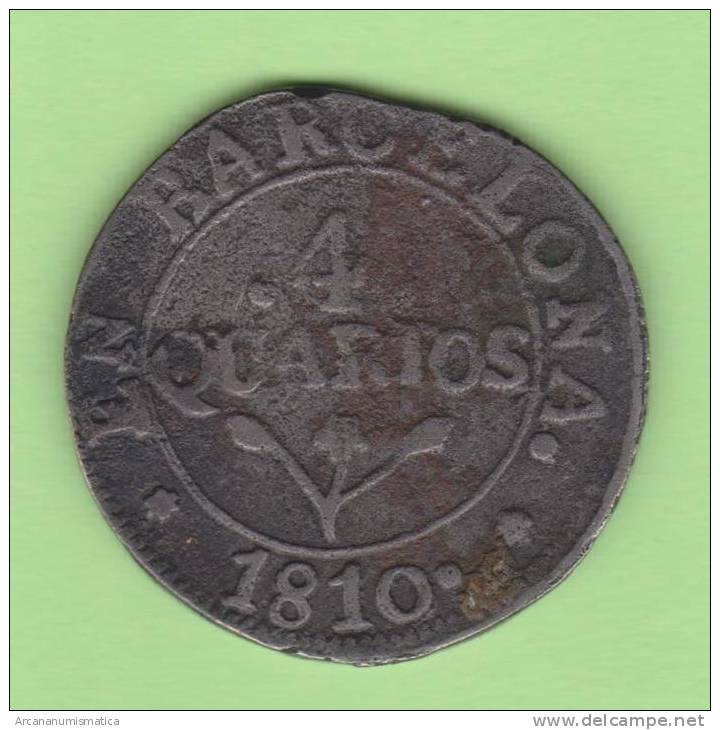 JOSE NAPOLEON 4 Quartos 1.810  Cobre  MBC/VF  KM#77  Barcelona    DL-10.025 - Provincial Currencies